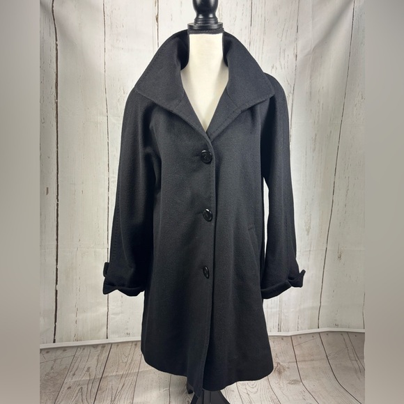 Ellen Tracy Jackets & Blazers - Ellen Tracy Black Wool Angora Blend Lined Coat L/XL Classic Winterwear Pockets